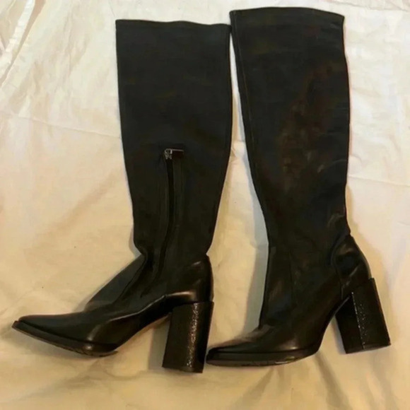 Donald J Plainer black leather over the knee boots size 7 - Picture 1 of 7